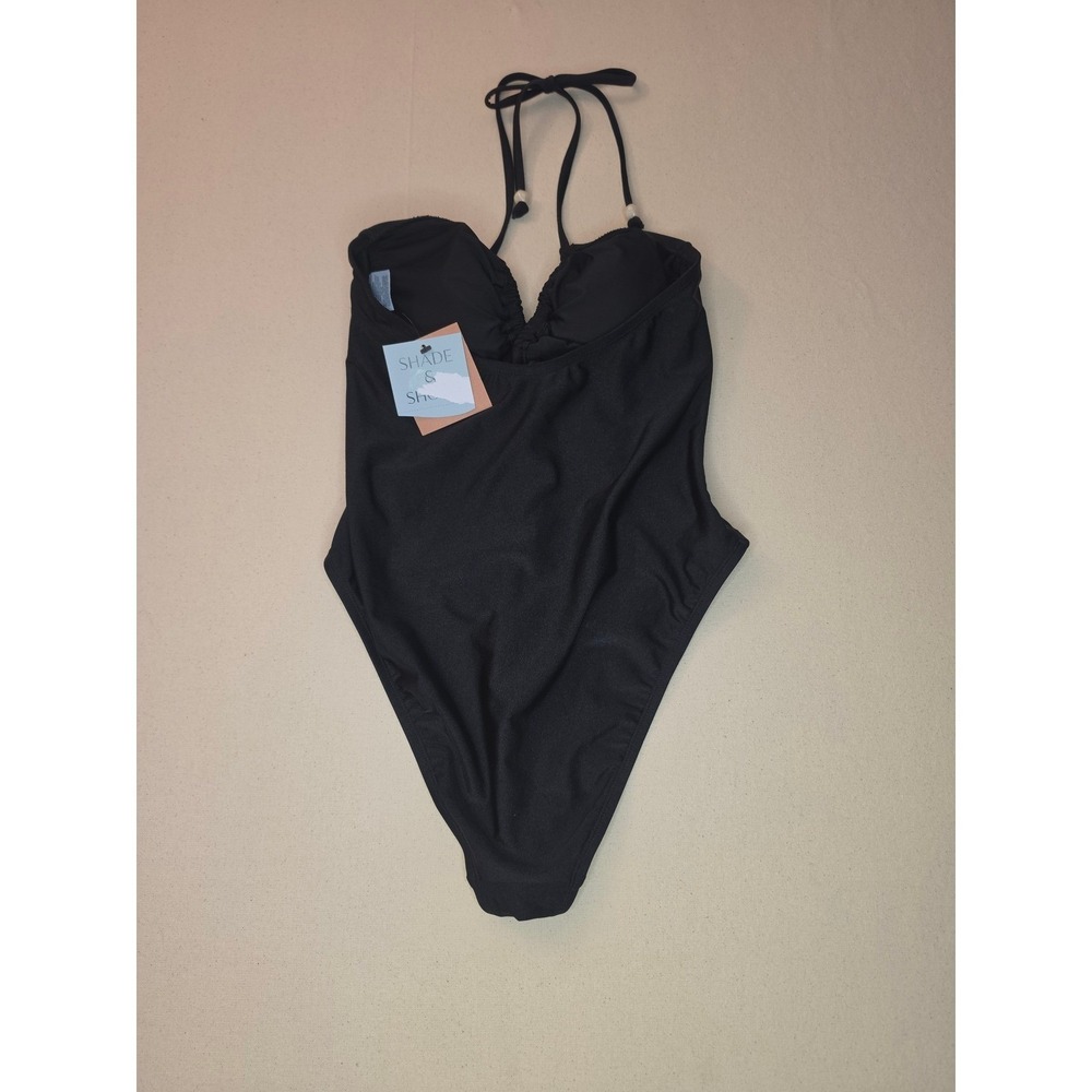 Shade & Shore Plunge One Piece Swimsuit Black XL NWT - Picture 2 of 2